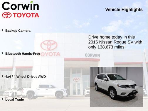 Pearl White 2016 Nissan Rogue SV
