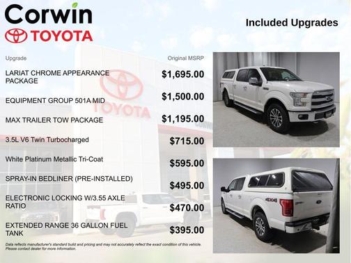 WHITE PLATINUM METALLIC TC 2016 Ford F-150 Lariat