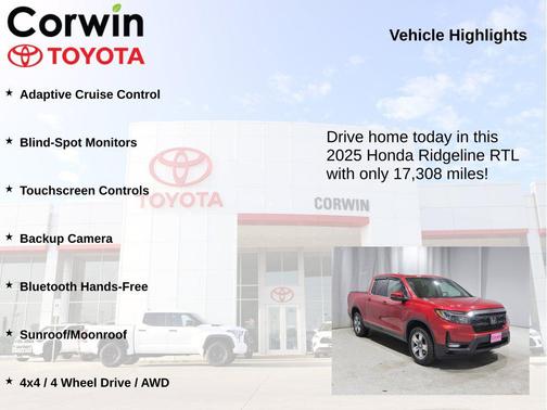 Red 2025 Honda Ridgeline RTL