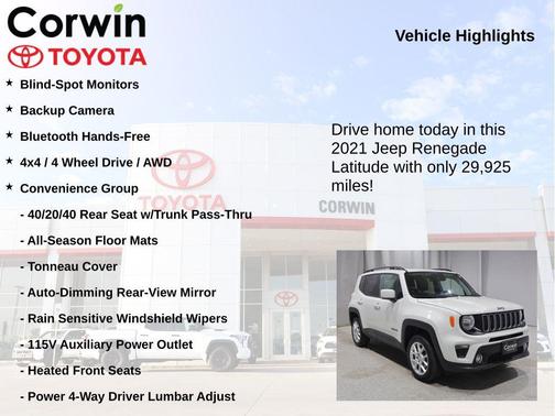 Alpine White Clearcoat 2021 Jeep Renegade Latitude