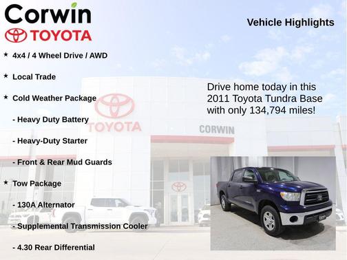 Nautical Blue Metallic 2011 Toyota Tundra Grade