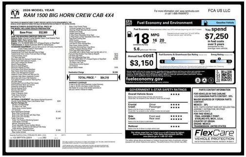 Granite Crystal Metallic Clearcoat 2026 RAM 1500 Big Horn/Lone Star