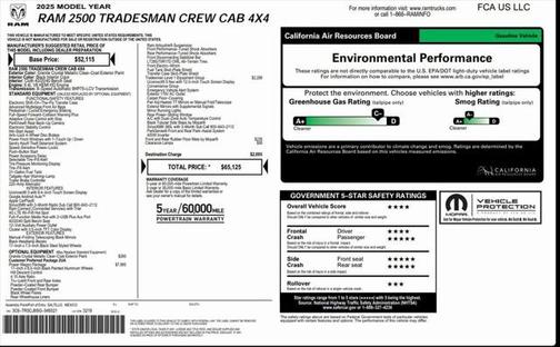 2025 RAM 2500 Tradesman Crew Cab 4x4 6'4' Box