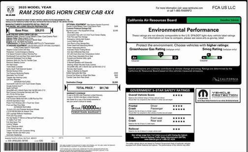 2025 RAM 2500 Big Horn Crew Cab 4x4 6'4' Box
