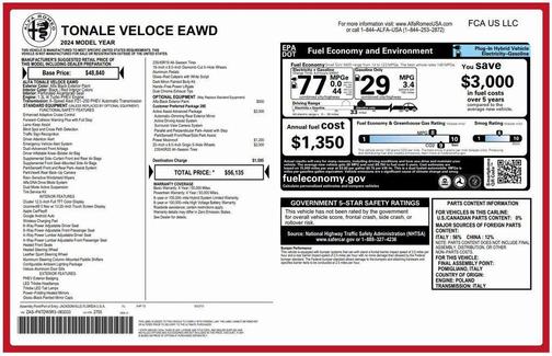 2024 Alfa Romeo Tonale Veloce EAWD