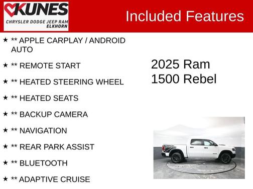 Bright White Clearcoat 2025 RAM 1500 Rebel