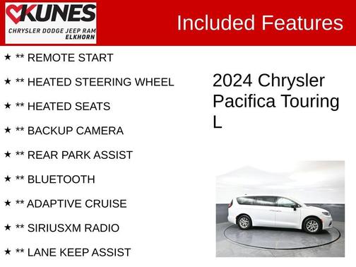 Bright White Clearcoat 2024 Chrysler Pacifica Touring-L