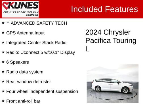Bright White Clearcoat 2024 Chrysler Pacifica Touring-L