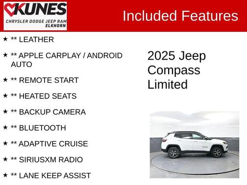 Bright White Clearcoat 2025 Jeep Compass Limited