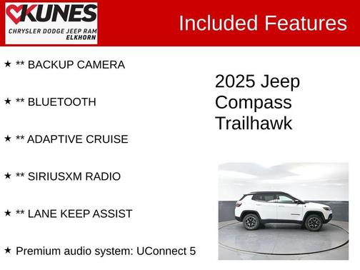 Bright White Clearcoat 2025 Jeep Compass Trailhawk
