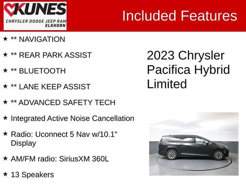 Brilliant Black Crystal Pearlcoat 2023 Chrysler Pacifica Hybrid Limited