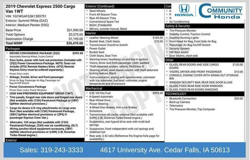 2019 Chevrolet Express 2500 Work Van