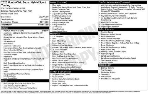 2026 Honda Civic Hybrid Sport Touring