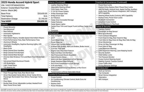 2025 Honda Accord Hybrid Base