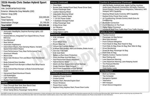 2026 Honda Civic Hybrid Sport