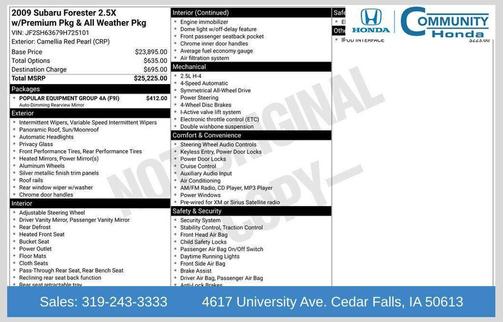 Camellia Red Pearl 2009 Subaru Forester 2.5 X