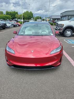 Red 2025 Tesla Model 3 Long Range