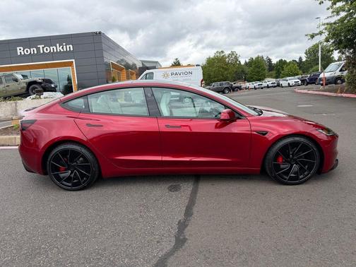 Red 2025 Tesla Model 3 Long Range