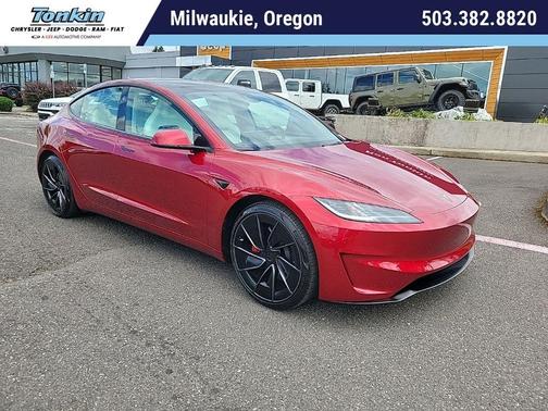 Red 2025 Tesla Model 3 Long Range