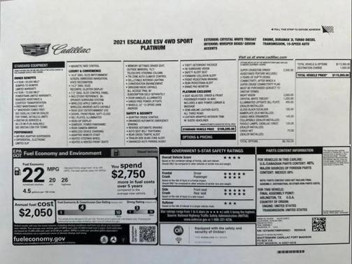 2021 Cadillac Escalade ESV Sport Platinum