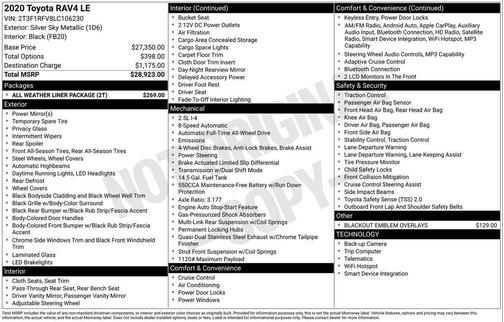 Silver Sky Metallic 2020 Toyota RAV4 LE