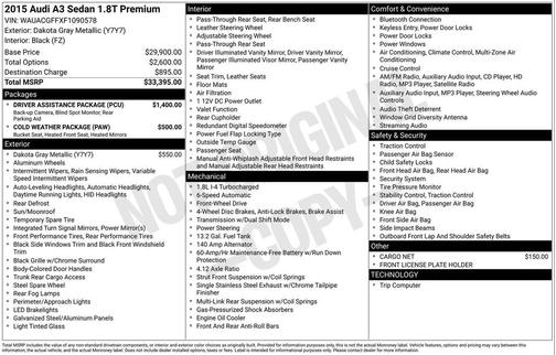 Gray Metallic 2015 Audi A3 1.8T Premium