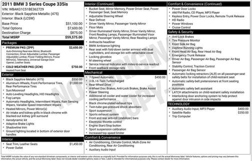 Black Sapphire Metallic 2011 BMW 335 335is