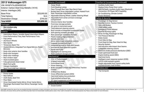 Steel Gray Metallic 2013 Volkswagen GTI 2-Door