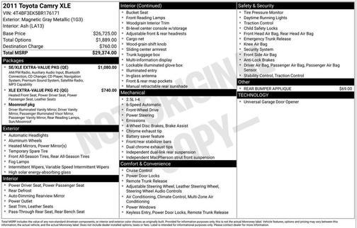 Magnetic Gray Metallic 2011 Toyota Camry XLE