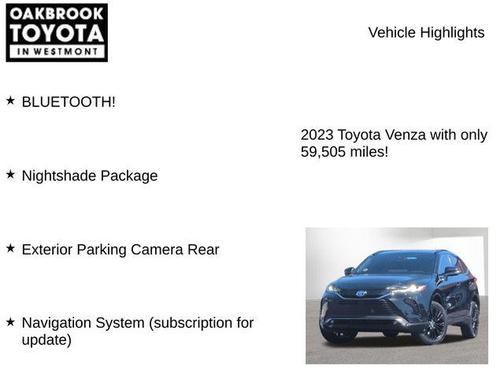 Celestial Black 2023 Toyota Venza Nightshade Edition