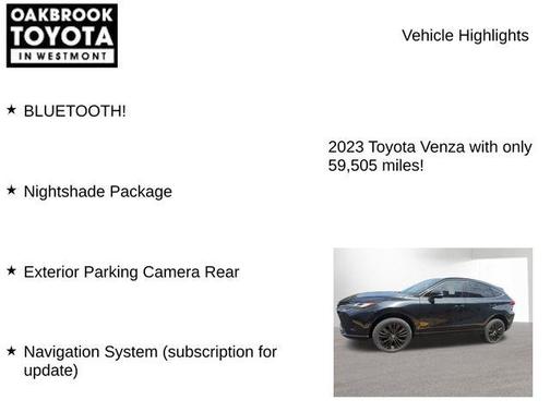 Celestial Black 2023 Toyota Venza Nightshade Edition