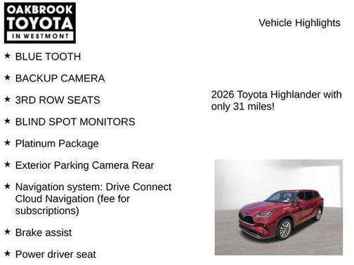 Ruby Flare Pearl 2026 Toyota Highlander Hybrid Platinum