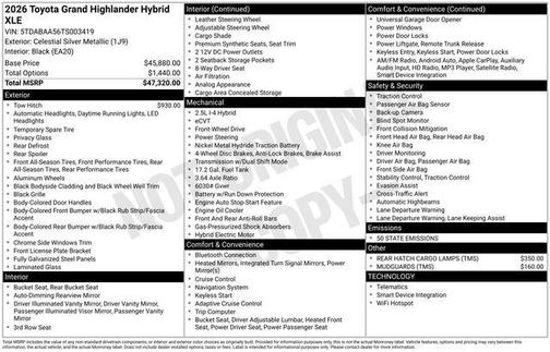 2026 Toyota Grand Highlander Hybrid XLE