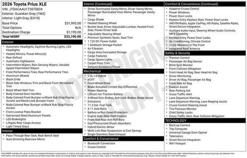 2026 Toyota Prius XLE