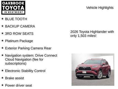 Ruby Flare Pearl 2026 Toyota Highlander Hybrid Platinum