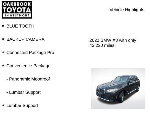 Black Sapphire Metallic 2022 BMW X3 xDrive30i