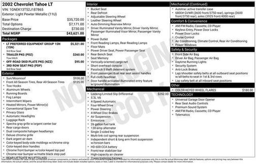 Light Pewter Metallic 2002 Chevrolet Tahoe LT