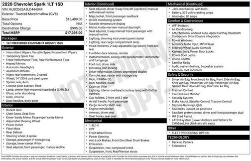 Toasted Marshmallow Metallic 2020 Chevrolet Spark 1LT