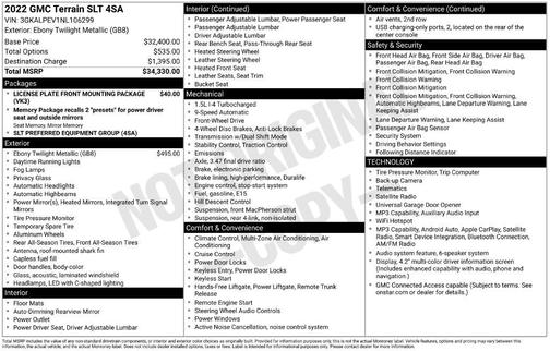 Ebony Twilight Metallic 2022 GMC Terrain SLT