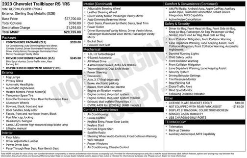 Sterling Gray Metallic 2023 Chevrolet Trailblazer RS