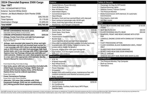 2024 Chevrolet Express 2500 RWD 2500 Regular Wheelbase WT