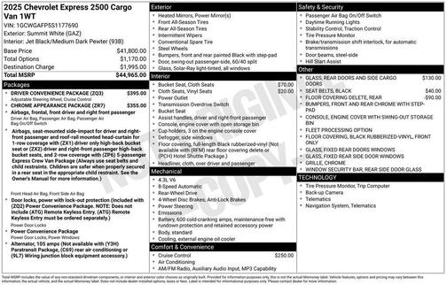 Summit White 2025 Chevrolet Express 2500 Work Van