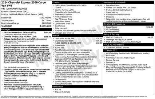 2024 Chevrolet Express 2500 RWD 2500 Regular Wheelbase WT