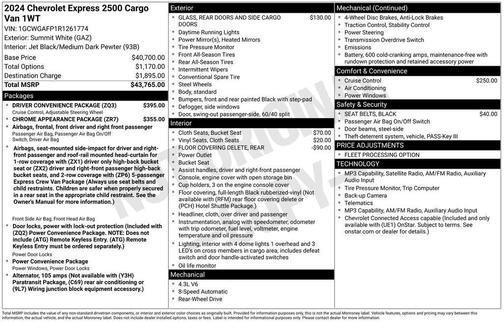 2024 Chevrolet Express 2500 RWD 2500 Regular Wheelbase WT