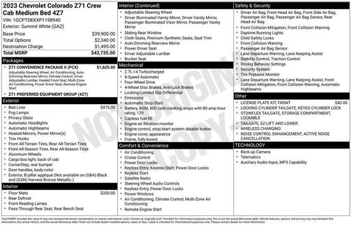 Summit White 2023 Chevrolet Colorado Z71