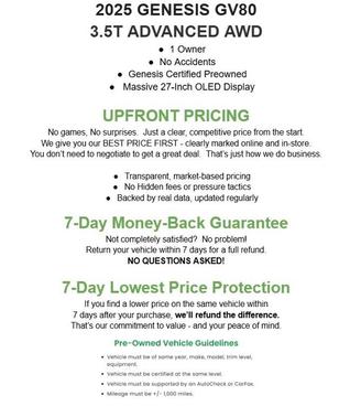Vik Black 2025 Genesis GV80 3.5T Advanced