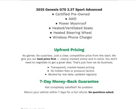 2025 Genesis G70 3.3T Sport Advanced