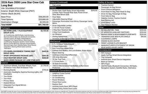 2026 RAM 3500 BIG HORN