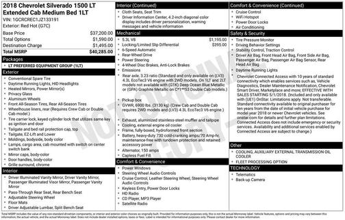 2018 Chevrolet Silverado 1500 LT W/1LT