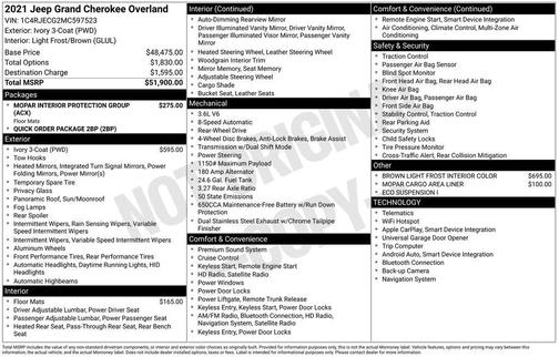 2021 Jeep Grand Cherokee OVERLAND